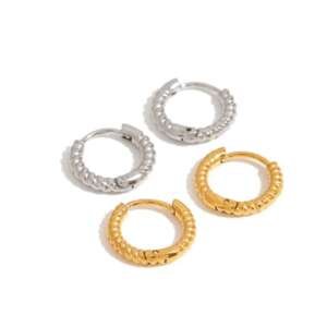 Stainless Steel Twist Round Minimalist Hoop Earring