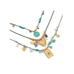 Stainless Steel Turquoise Geometric Hip Hop Lariat Necklace